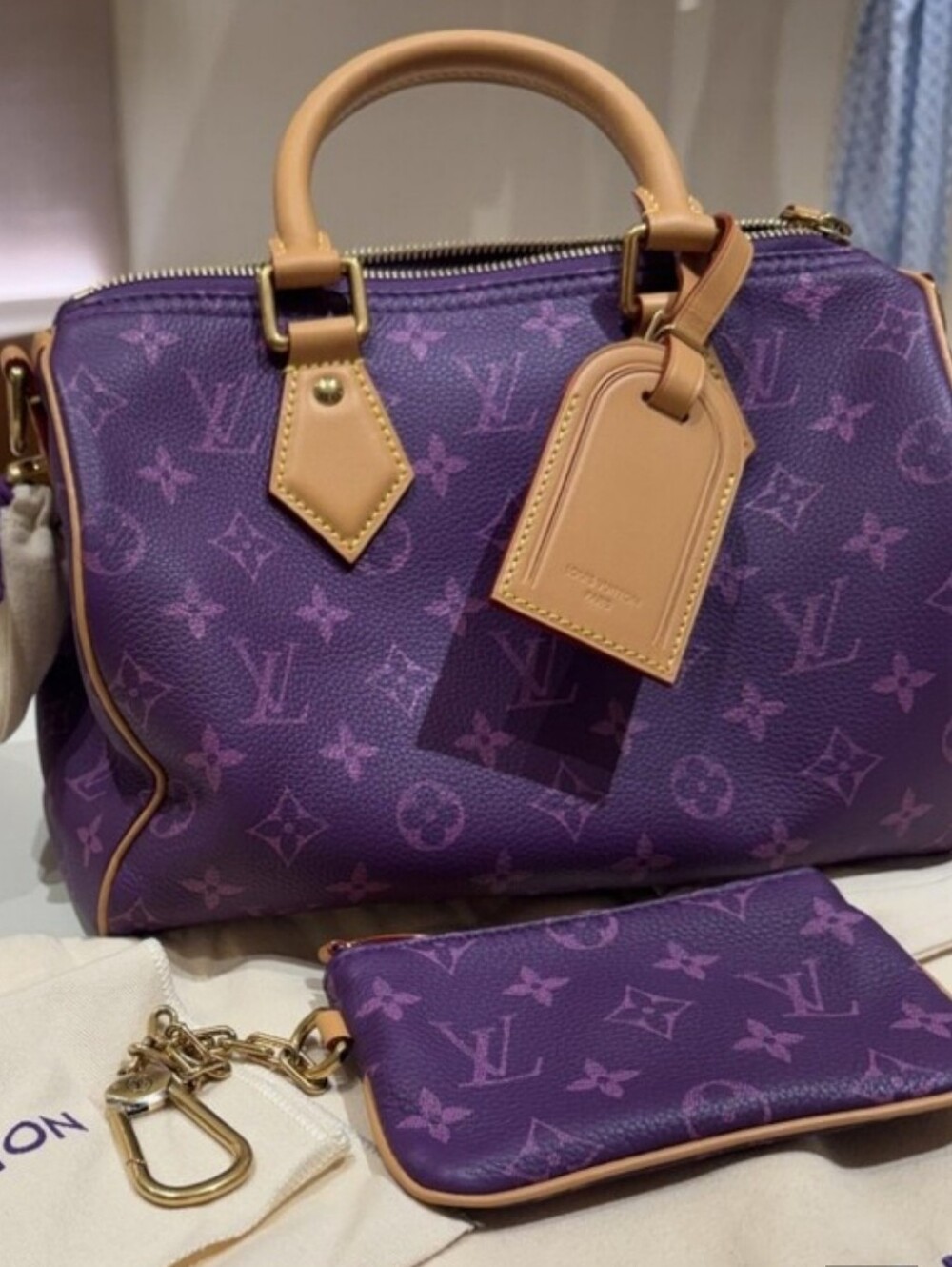 🫟Purple Monogram Super Canvas Speedy Style Travel Tote 30in